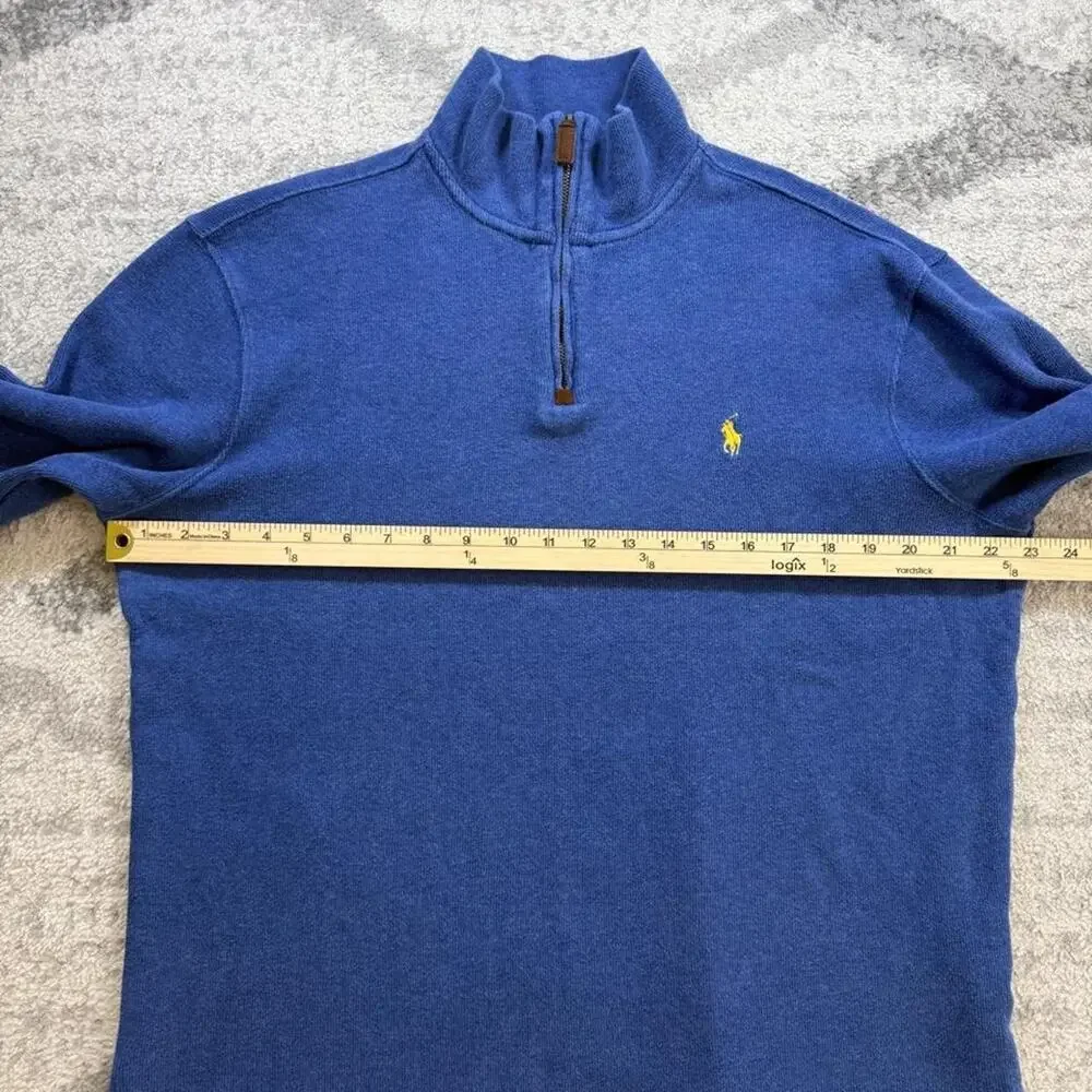 Polo Ralph Lauren Quarter Zip Sweater Mens Medium Blue Cotton
